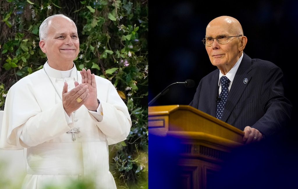 (AP; Bethany Baker  |  The Salt Lake Tribune) Pope Leo XIV, leader of the Catholic Church, and Dallin H. Oaks, president of The Church of Jesus Christ of Latter-day Saints.
