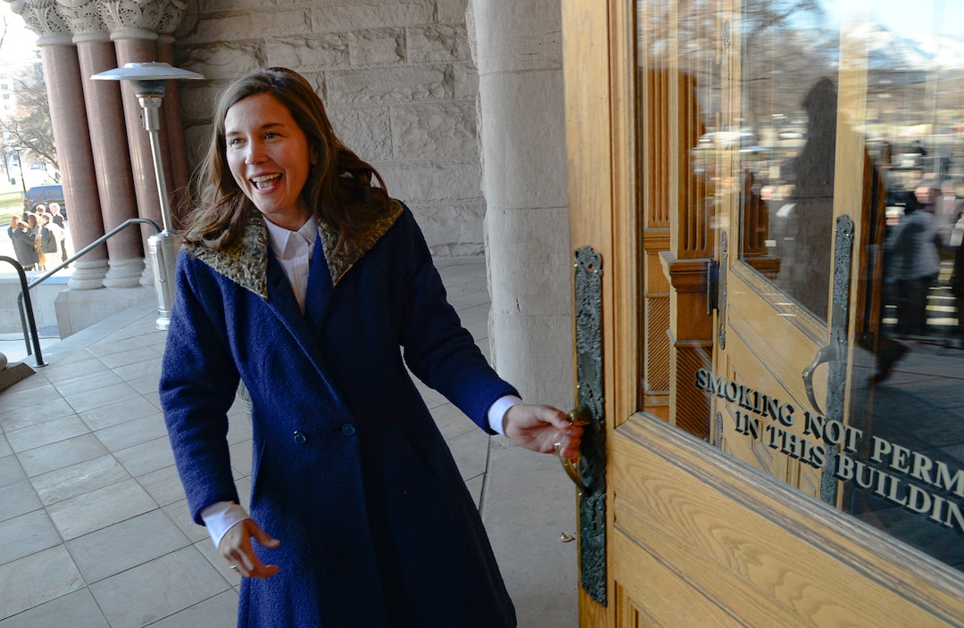 (Francisco Kjolseth  |  The Salt Lake Tribune) Erin Mendenhall enters Salt Lake City Hall for the first time as Mayor of the city following inauguration ceremonies on Monday, Jan. 6, 2020.