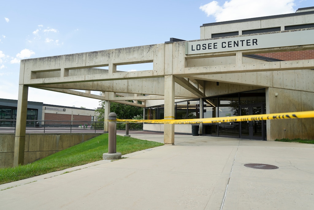 (Bethany Baker | The Salt Lake Tribune) The Losee Center building near where conservative commentator Charlie Kirk was shot and killed during an event at Utah Valley University in Orem on Wednesday, Sept. 10, 2025.