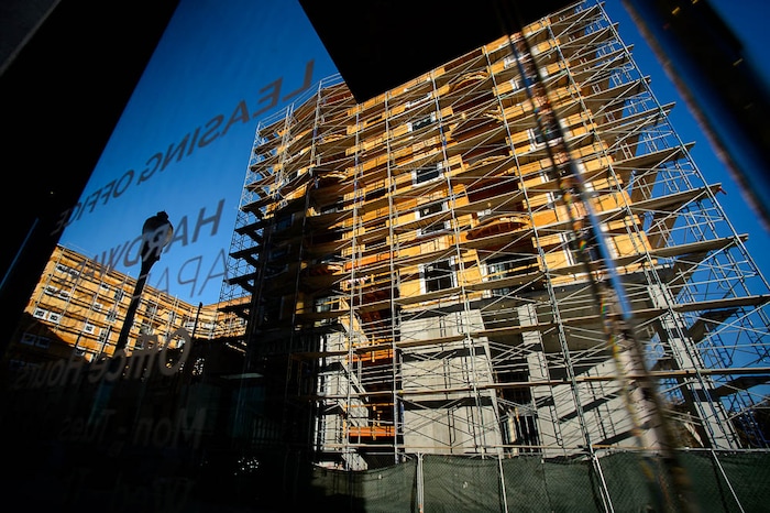 (Trent Nelson | The Salt Lake Tribune)
Hardware Apartments, under construction in Salt Lake City on Monday Nov. 12, 2018.