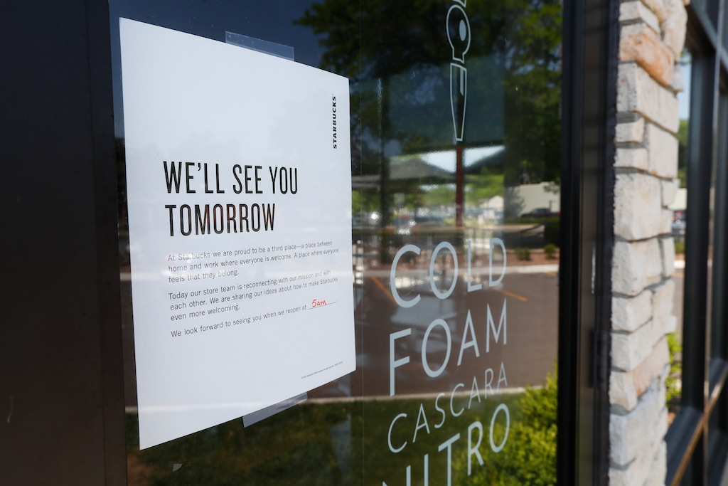 (Paul Sancya | AP photo)

A sign announcing the store is closed is shown on the door of a Starbucks in Detroit, May 29, 2018. Starbucks closed more than 8,000 stores nationwide to conduct anti-bias training, the next of many steps the company is taking to try to restore its tarnished diversity-friendly image.