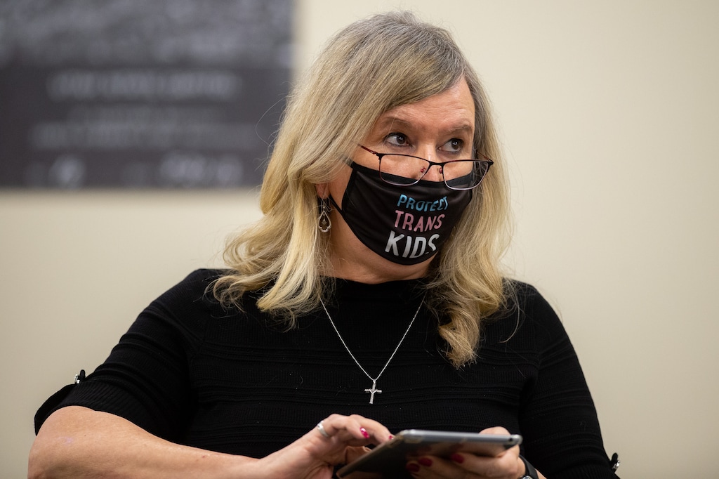 (Trent Nelson | The Salt Lake Tribune) Sue Robbins during a hearing on HB302, a controversial bill on transgender athletics, by the Senate Health and Human Services Standing Committee at the state Capitol in Salt Lake City on Wednesday, Feb. 24, 2021.