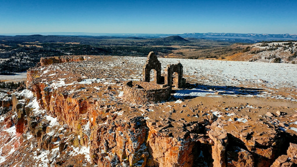 (Zion Forever Project) The Brian Head Overlook, a historic fire observation tower built during the Great Depression. Zion Forever, Forest Service officials and Iron County tourism officials are working together to replace the roof on the historic structure.