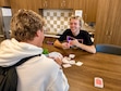 (Mark Eddington | The Salt Lake Tribune) Lincoln Neider, left, plays cards with classmate McKay Tebbs at Desert Hills High School's teen center in St. George, Monday Nov. 24, 2025. The centers are open to all students and offer meals, showers or simply a place to decompress and relax.
