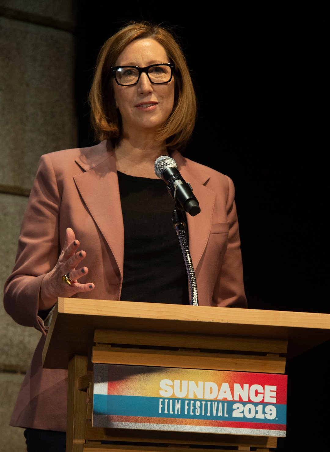 (Rick Egan  |  The Salt Lake Tribune)     Keri Putnam, Executive Director of the Sundance Institute says a few words at the opening news conference for the 2019 Sundance Film Festival at the Egyptian Theatre in Park CIty, Thursday, Jan. 24, 2019.