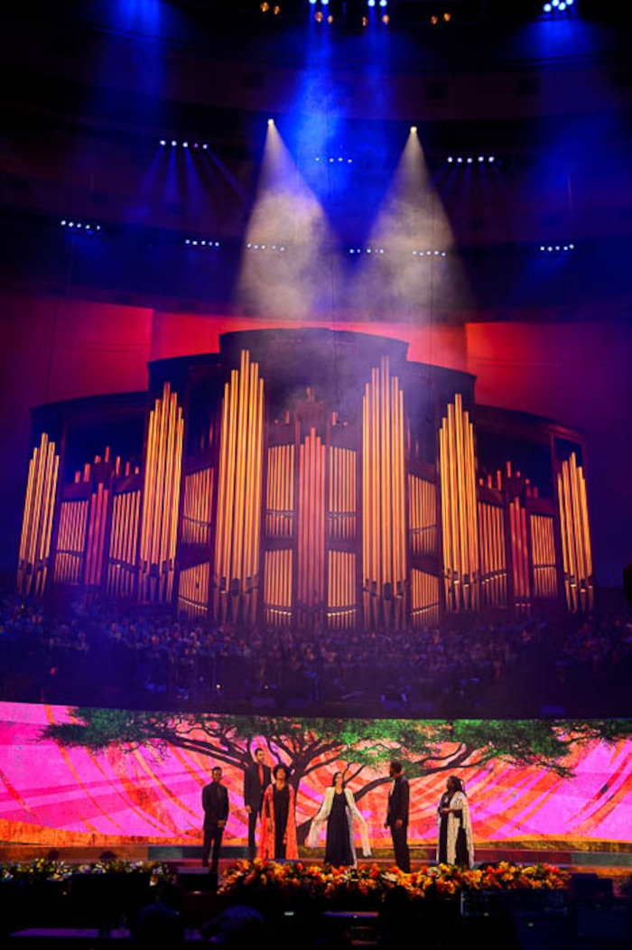 (Trent Nelson | The Salt Lake Tribune)
The dress rehearsal for “Be One,” an event put on by the LDS Church to celebrate the 1978 revelation on the priesthood on its 40th anniversary (which is June 1), in Salt Lake City, Thursday May 31, 2018.
