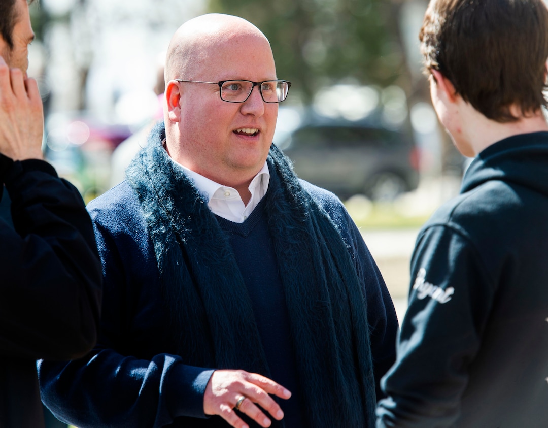 (Rick Egan  |  The Salt Lake Tribune)      Christian Harrison, launches his campaign  for Salt Lake City Mayor outside Salt Lake City Hall, Wednesday, March 20, 2019.