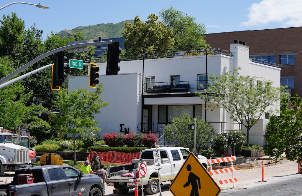 (Francisco Kjolseth  | The Salt Lake Tribune) Sigma Nu fraternity house at 95 South Wolcott St. and 100 S. at the University of Utah is pictured Wednesday, May 11, 2025.