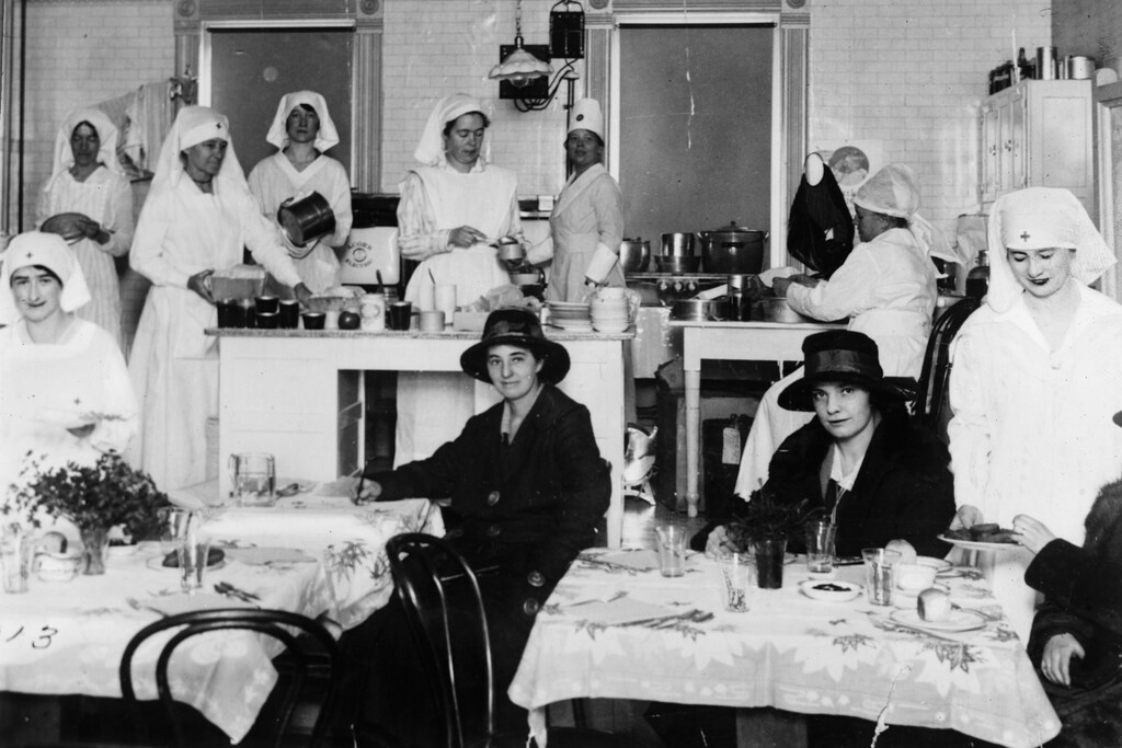 (Photo courtesy of Library of Congress) Nurses are seen at Red Cross influenza center in Salt Lake City during the 1919 outbreak.
