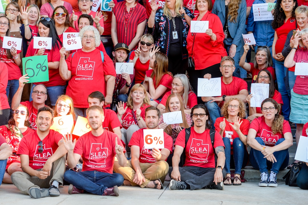 (Leah Hogsten  |  The Salt Lake Tribune) Teachers walk out of the public comment period at the Salt Lake City School District meeting regarding salary negotiations, June 4, 2019. More teachers are leaving Utah classrooms and one of the biggest reasons they cite is low pay. The state now has a shortage of 1,600 educators with the imbalance expected to get worse.