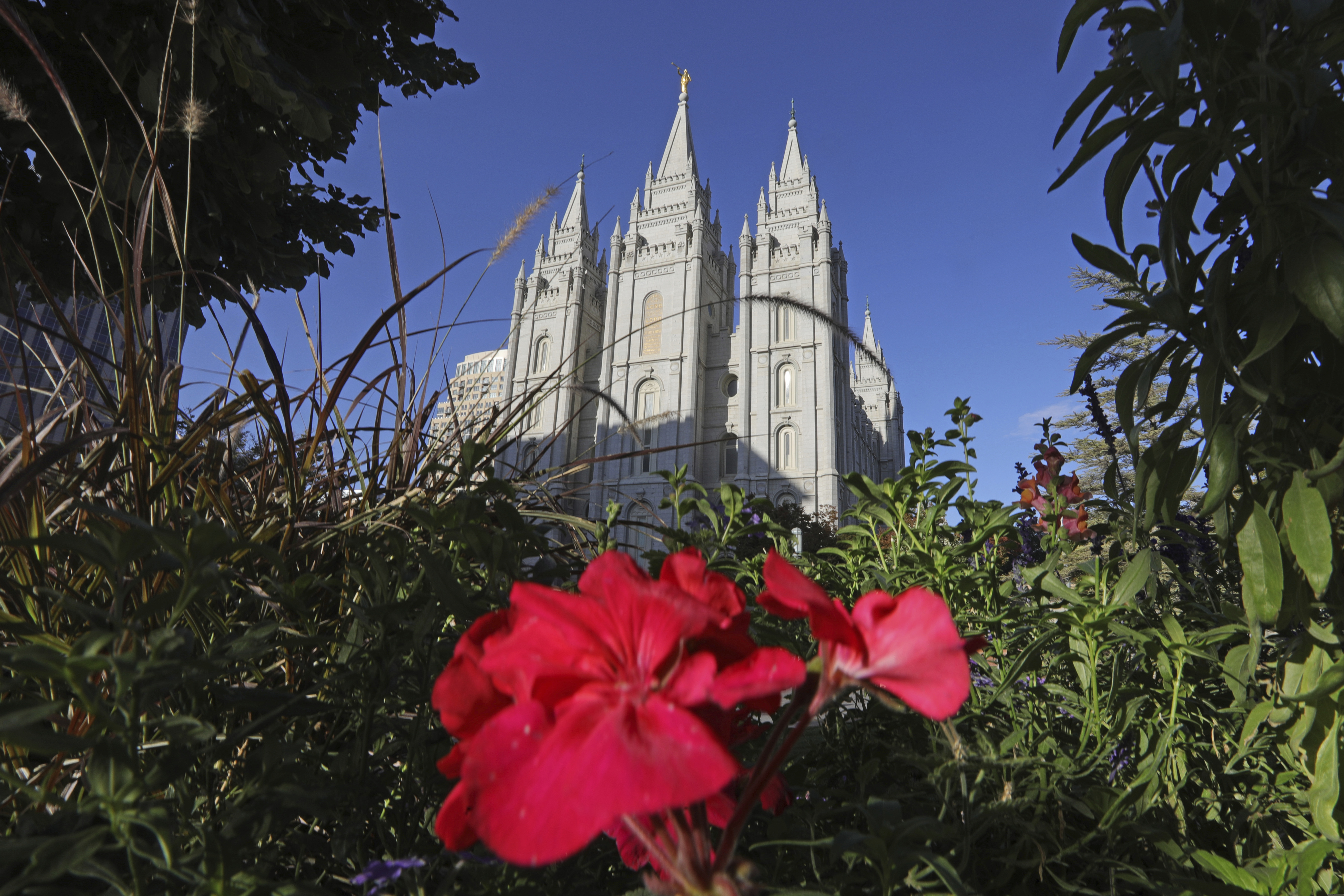 (Rick Bowmer | AP file photo) This Oct. 4, 2019, photo, shows the Salt Lake Temple at Temple Square in Salt Lake City. The Church of Jesus of Christ of Latter-day Saints is opposing a proposed ban on conversion therapy in Utah, just months after it said it wouldn't stand in the way of a similar rule under consideration. The church said in a statement posted Tuesday night, Oct. 15, 2019, that the regulatory rule prohibiting Utah psychologists from engaging in LBGTQ conversion therapy with minors would fail to safeguard "religious beliefs" and doesn't account for "important realities of gender identity in the development of children."