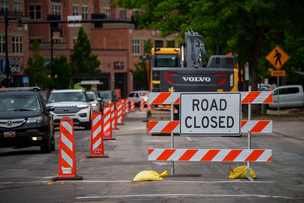 (Trent Nelson | The Salt Lake Tribune) Road construction on Highland Drive in Salt Lake City on Thursday, June 1, 2023. The first phase of the project is now complete, and two-way traffic has since been restored along Highland between 2100 South and the Interstate 80 overpass.