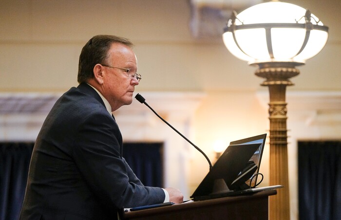 (Francisco Kjolseth | The Salt Lake Tribune) Senate President Stuart Adams , R-Layton, works the remaining hours on the final day of the Legislative session at the Utah Capitol on Thursday, March 14, 2019.