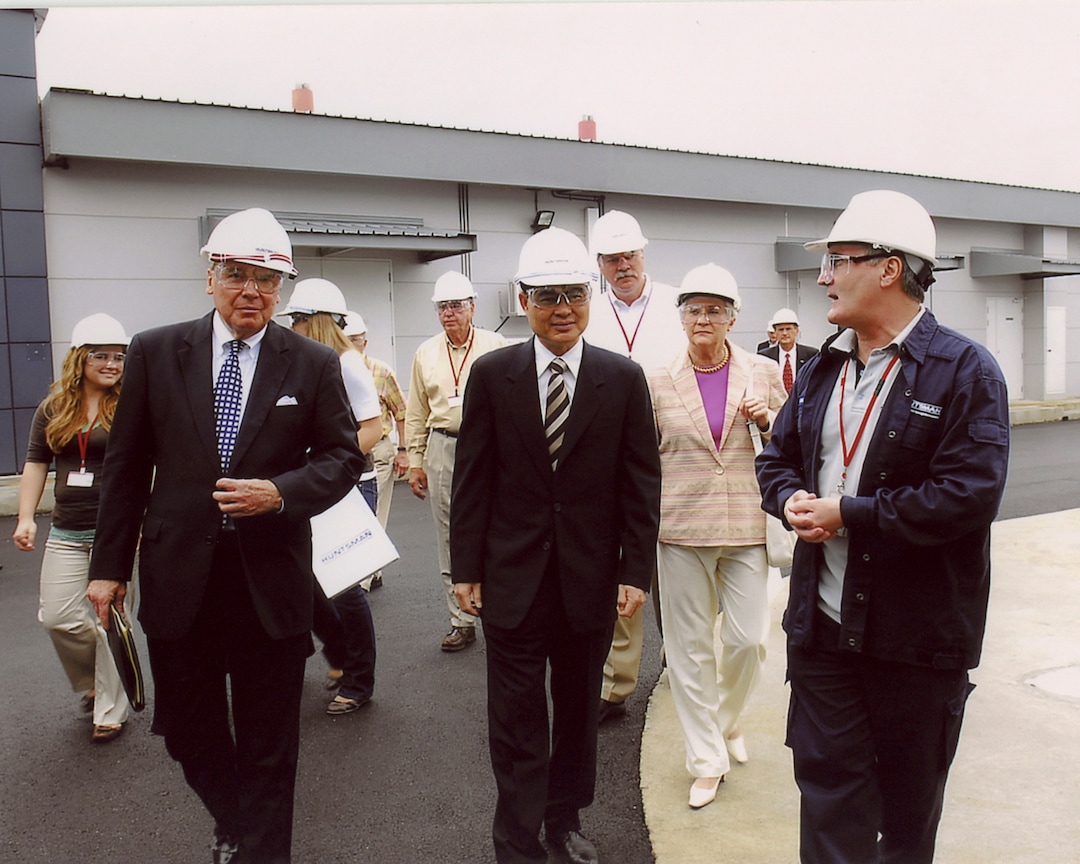 (photo courtesy Huntsman family) Jon Huntsman tours a petrochemical facility in Jurong Island, Singapore, during a trip in 2007.