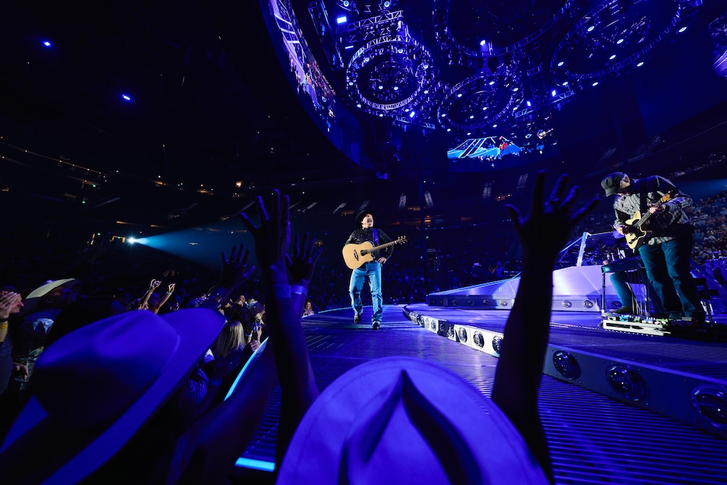 (Blue Rose, Inc.) Country superstar Garth Brooks performs at the Delta Center in Salt Lake City on Oct. 8, 2026.