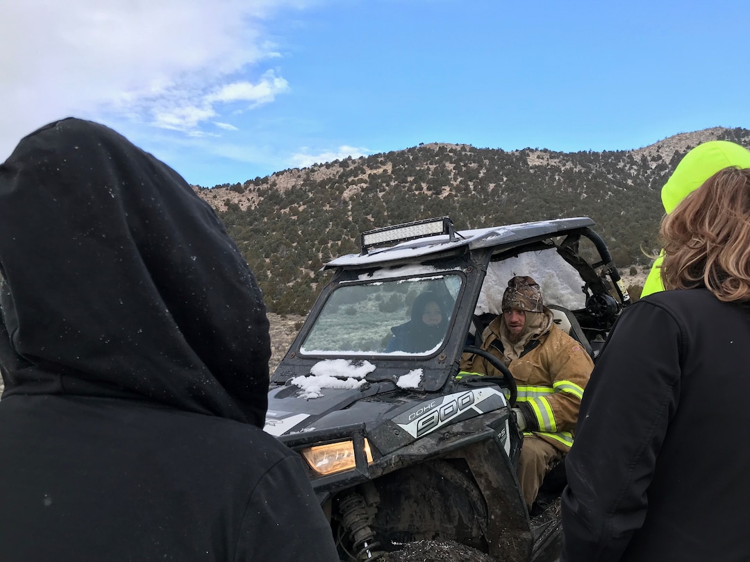 (Paighten Harkins | The Salt Lake Tribune) Kyle Draper drives a Polaris RZR, accompanied by his mother Shena, during a search for Riley Powell and Breezy Otteson in the hills outside Eureka on Feb. 10, 2018. Powell and Otteson have been missing since Dec. 30, 2017.