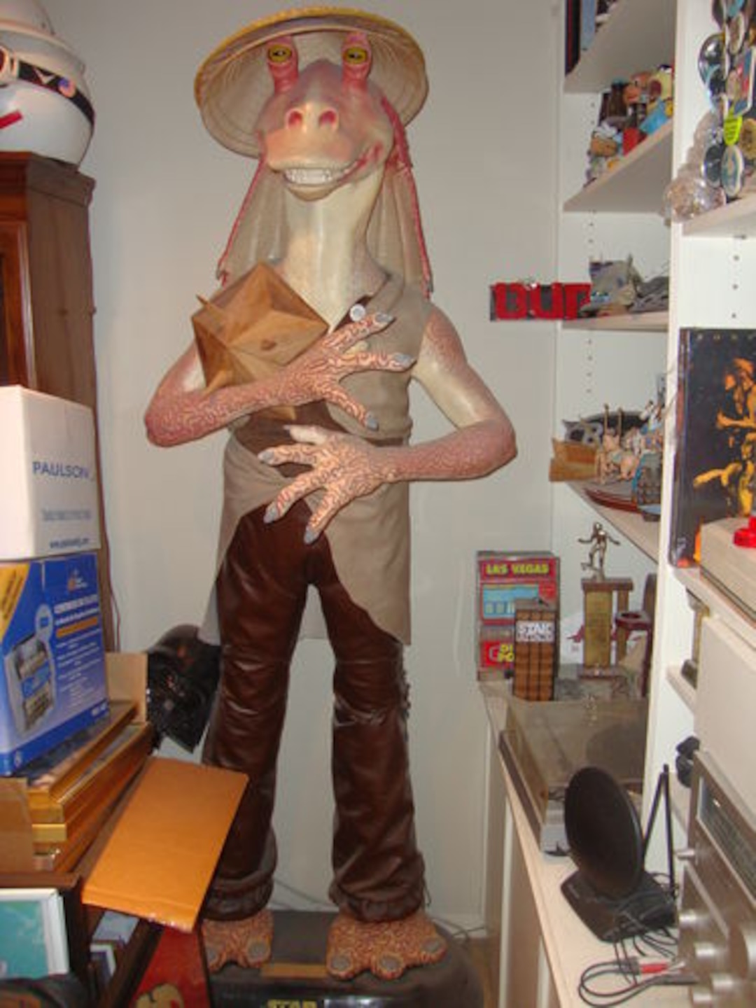 (Courtesy of De, KSL.com) A Salt Lake City man is selling a 7-foot-tall Jar Jar Binks statute he purchased 20 years ago.
