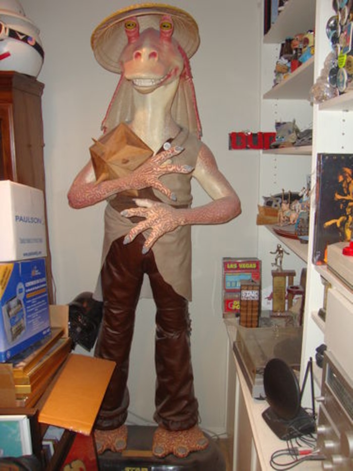 (Courtesy of De, KSL.com) A Salt Lake City man is selling a 7-foot-tall Jar Jar Binks statute he purchased 20 years ago.