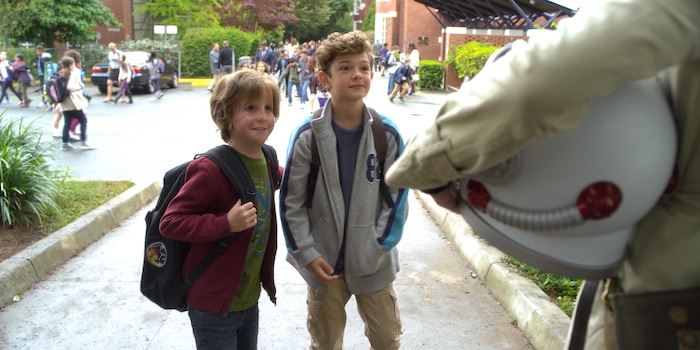 This image released by Lionsgate shows Jacob Tremblay, left, and Noah Jupe in a scene from "Wonder." (Dale Robinette/Lionsgate via AP)