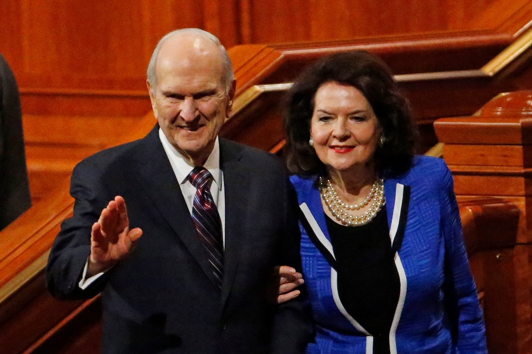 (Rick Bowmer  |  AP) President Russell M. Nelson and his wife, Wendy, wave as they leave the morning session of The Church of Jesus Christ of Latter-day Saints' twice-annual church conference Saturday, Oct. 5, 2019, in Salt Lake City. Nelson has rolled out a dizzying number of policy changes during his first two years at the helm of the faith, leading to heightened anticipation for what he may announce at this weekend's conference in Salt Lake City.