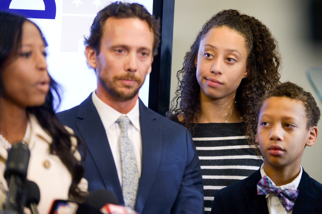 Leah Hogsten  |  The Salt Lake Tribune  l-r When asked if she plan to run again, Mia Love said, ÒI donÕt know. WeÕll see.Ó Love is joined at the lecturn with her husand Jason Love, daughter Alessa and son Peyton.  Love, the former two-term republican representative from Utah's 4th Congressional District held a press conference at the Utah Republican Party headquarters, Nov. 26, 2018 to discuss her accomplishments, Washington politics, President Donald Trump and her future.