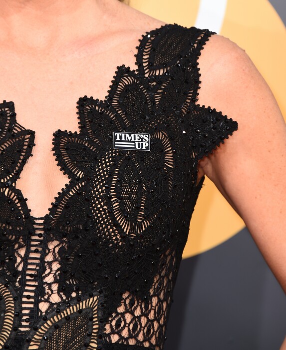 (Photo by Jordan Strauss/Invision/AP) Missi Pyle wears a Time's Up pin as she arrives at the 75th annual Golden Globe Awards at the Beverly Hilton Hotel on Sunday, Jan. 7, 2018, in Beverly Hills, Calif.
