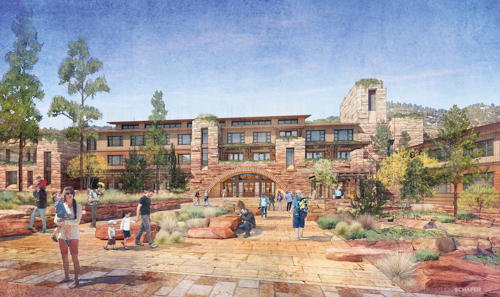 (Kevin McLaws) A rendering of a proposed lodge build near the east entrance to Zion National Park.
