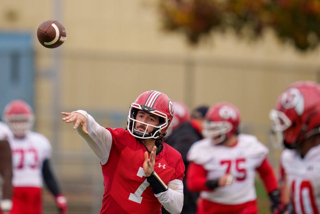 (Trent Nelson  |  The Salt Lake Tribune) Cameron Rising as the Utah Utes practice leading up to the Rose Bowl at Harbor College in Wilmington, Calif., on Wednesday, Dec. 29, 2021.