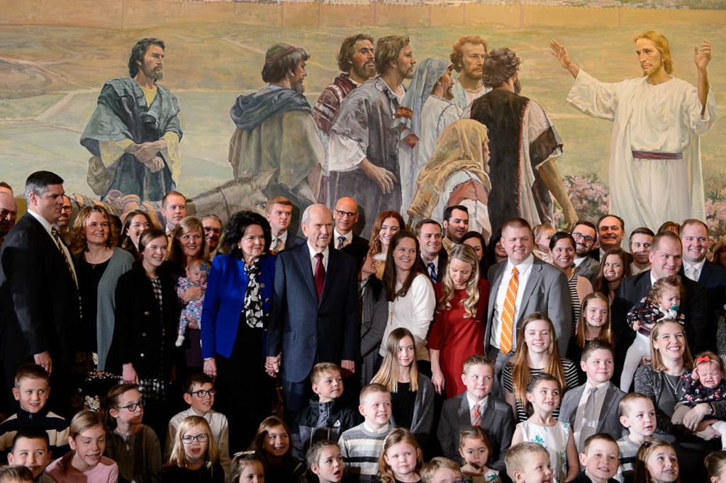 (Trent Nelson | The Salt Lake Tribune)  A reunion for President Russell M. Nelson's family. This was taken after the news conference Jan. 16, 2018, when he was announced as the faith's new leader.
