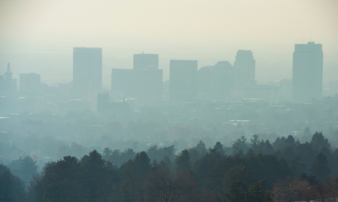 (Rick Egan  |  The Salt Lake Tribune) An inversion is seen over downtown Salt Lake City on Tuesday, Dec. 3, 2019.