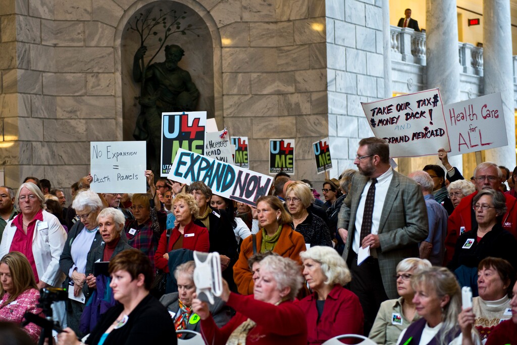 Chris Detrick  |  The Salt Lake TribuneUtahns for the Medicaid Expansion, faith leaders, nurses association members and members of the public participate during a rally at the State Capitol Wednesday November 20, 2013. Medicaid expansion advocates were trying to show Gov. Gary Herbert that they want him to expand the low-income health safety net.
