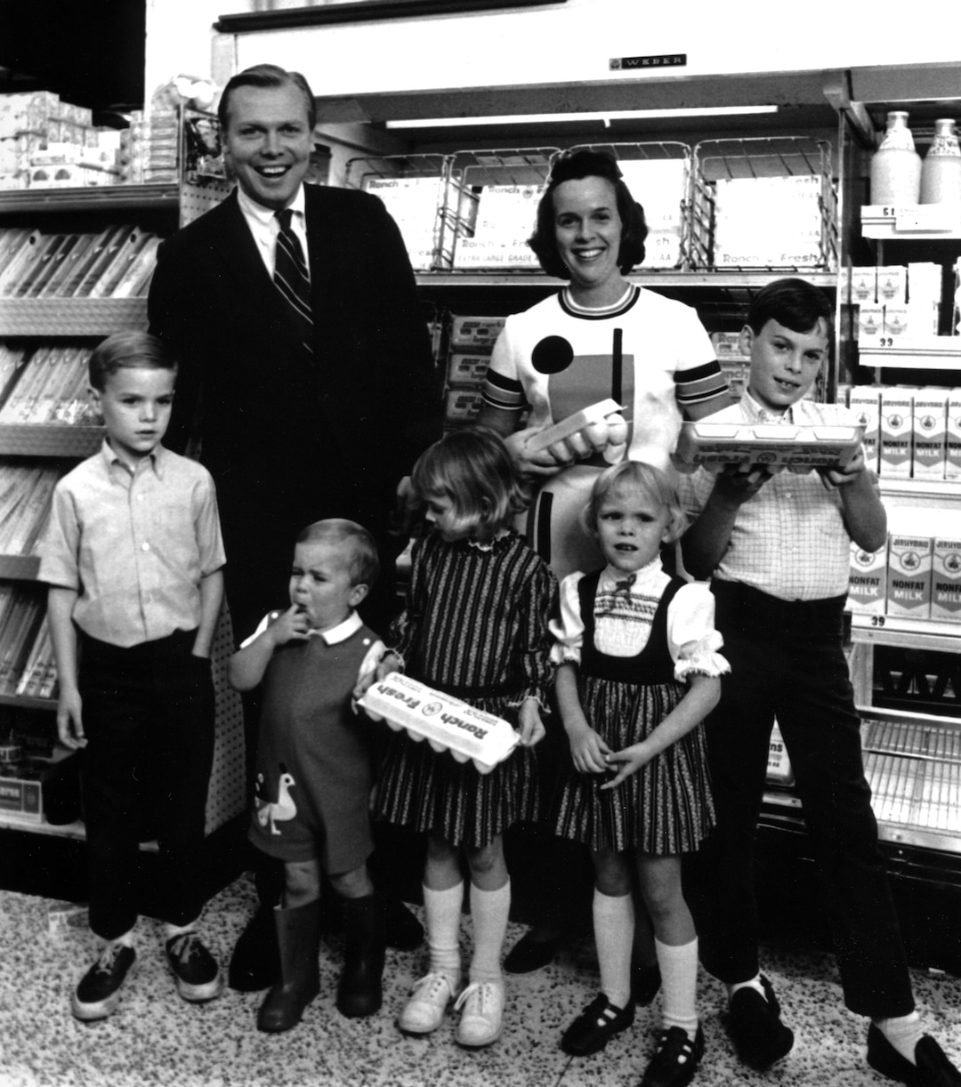 (photo courtesy Huntsman family) Jon Huntsman and his family pose with egg cartoons in this 1971 photo.