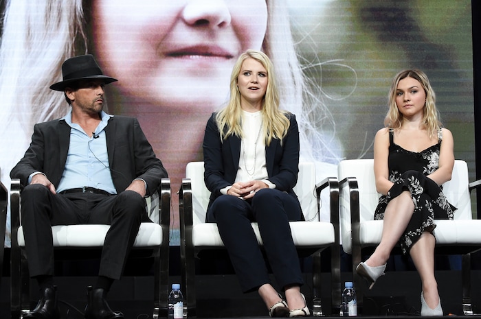 Skeet Ulrich, from left, Elizabeth Smart and Alana Boden attend the "I am Elizabeth Smart" panel during the A&E portion of the 2017 Summer TCA's at the Beverly Hilton Hotel on Friday, July 28, 2017, in Beverly Hills, Calif. (Photo by Richard Shotwell/Invision/AP)