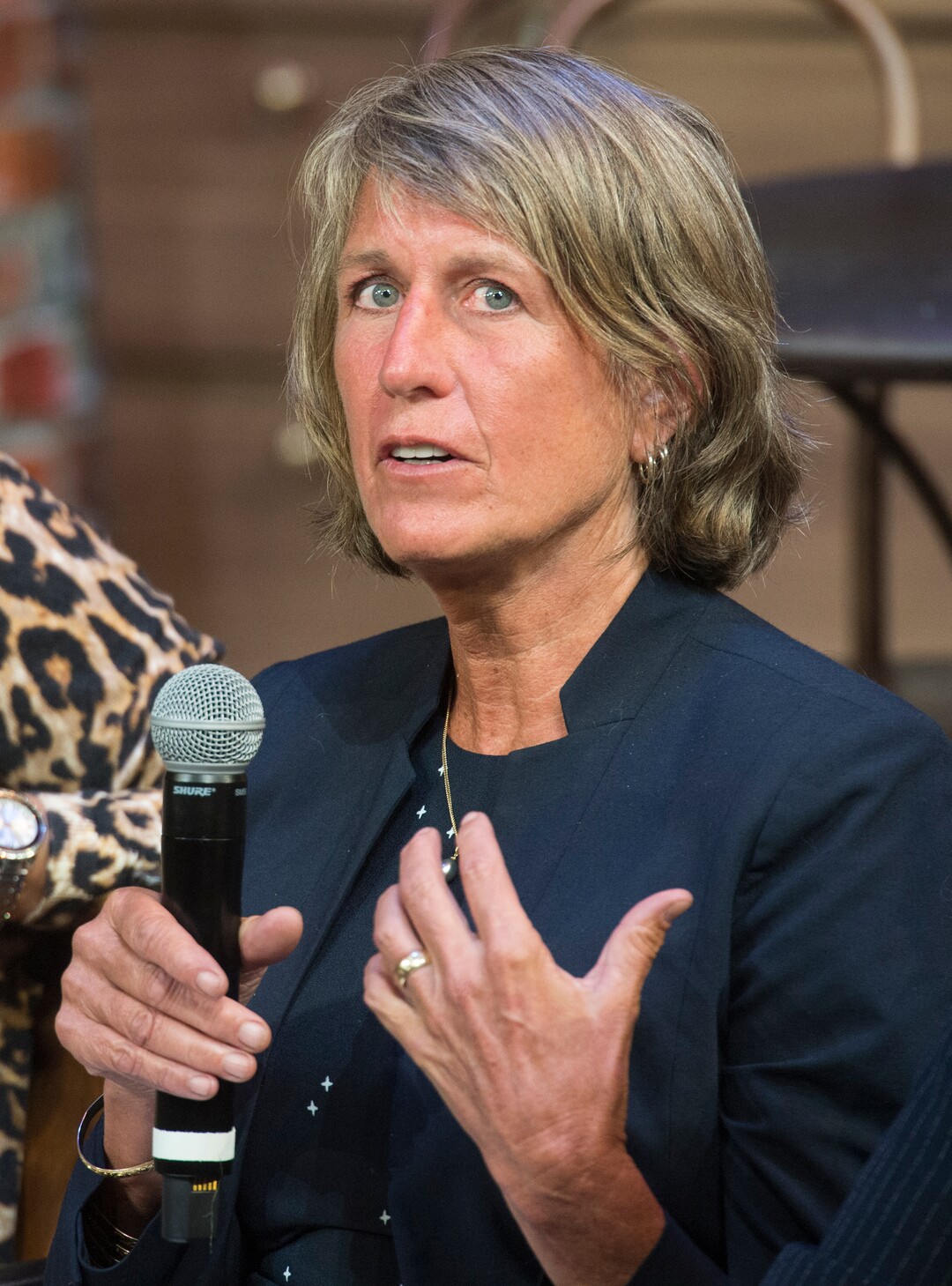 (Rick Egan | The Salt Lake Tribune) Noelle Cockett, president of Utah State University, makes a comment while participating on a panel with Utah's five female university and college presidents on Thursday, Oct. 4, 2018.