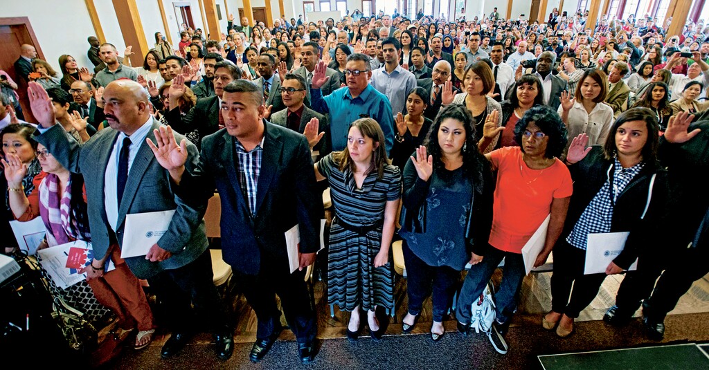 Steve Griffin  |  The Salt Lake Tribune140 people from over 40 countries become new citizens of the United States of America as they take the Oath of Allegiance during a citizenship ceremony hosted by the U.S. Citizenship and Immigration Services at This Is The Place Heritage Park in Salt Lake City on Thursday.