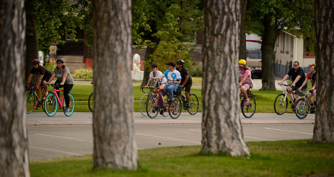 (Trent Nelson | The Salt Lake Tribune)Cyclists gather and ride around Salt Lake City's Liberty Park, Saturday July 21, 2018, in remembrance of Cameron Hooyer, a rider who was killed by a FrontRunner train during a 999 Ride on Thursday.