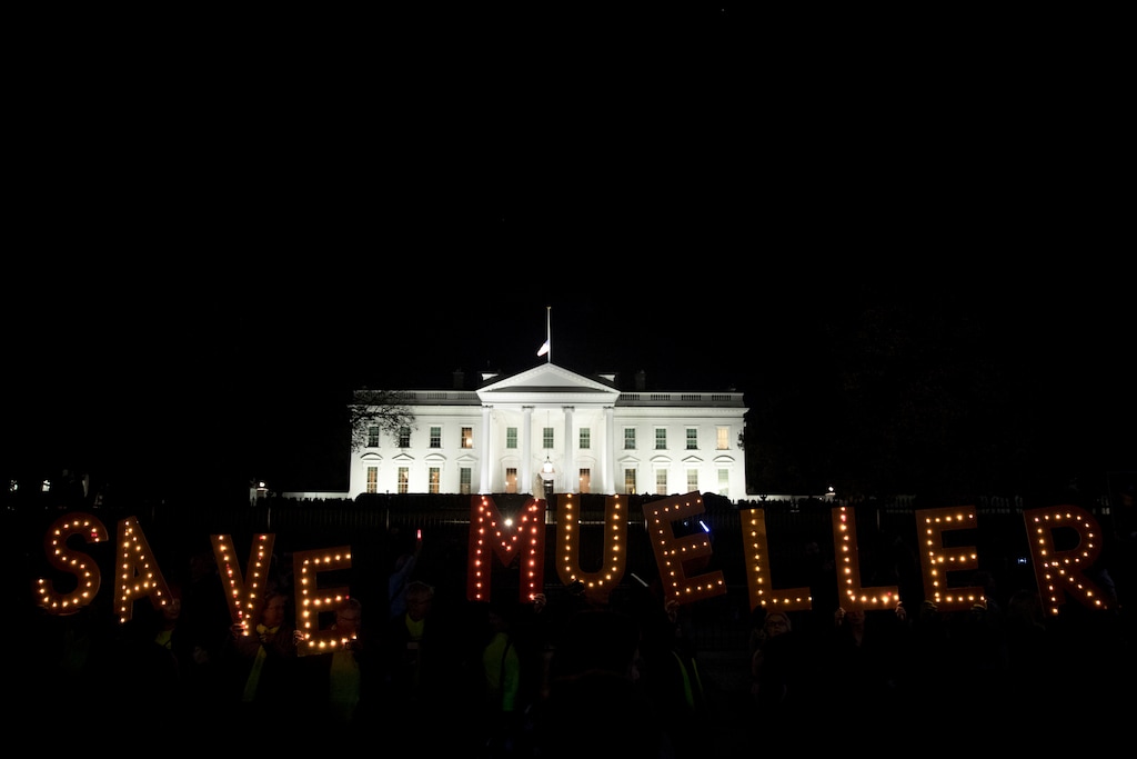 (Andrew Harnik | The Associated Press) Protesters gather in front of the White House in Washington, Thursday, Nov. 8, 2018, as part of a nationwide ”Protect Mueller“ campaign demanding that Acting U.S. Attorney General Matthew Whitaker recuse himself from overseeing the ongoing special counsel investigation.