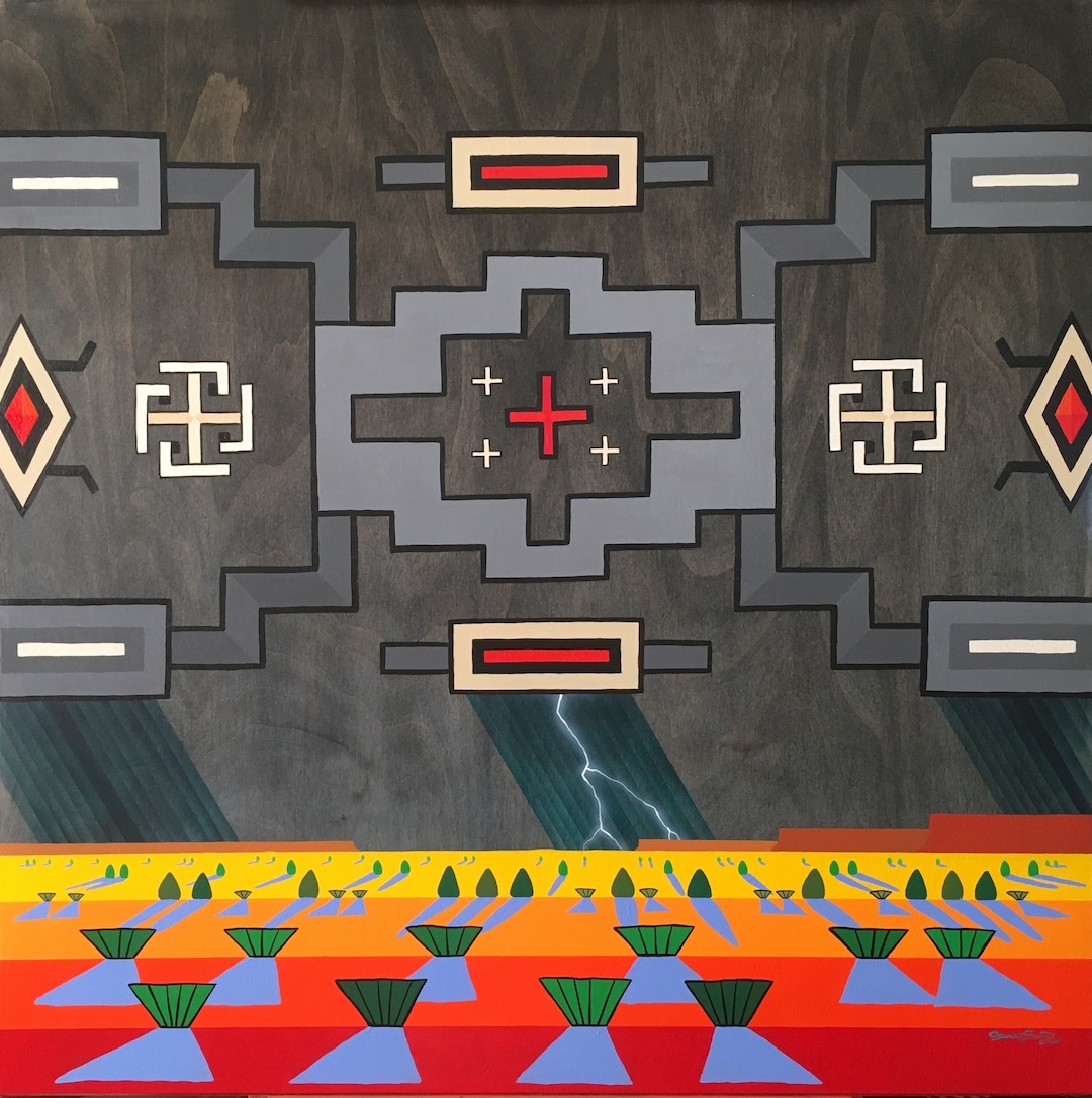 (Courtesy of Gilmore Scott) “Diné Storm” series, acrylic, 24” x 24” on birch wood panel.