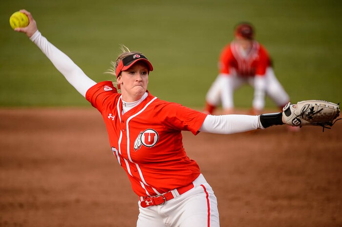 (Trent Nelson | The Salt Lake Tribune)  Utah Utes host the BYU Cougars, NCAA softball in Salt Lake City, Wednesday April 18, 2018. Utah starting pitcher Hailey Hilburn (30).