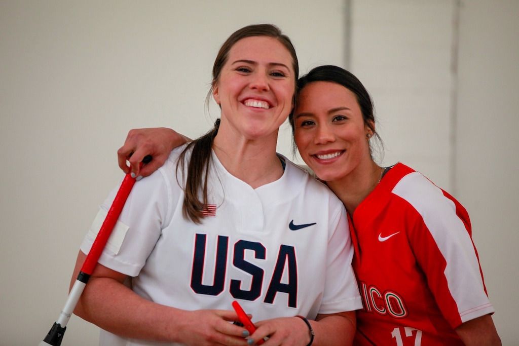 (Courtesy Anissa Urtez) Softball players and fiancees Amanda Chidester, left, and Anissa Urtez, who live together in Salt Lake City, have become one of the first couples to play against each other in Olympic history. Chidester and Team USA will play for the gold Tuesday morning. Urtez and Mexico will play for bronze Monday night.