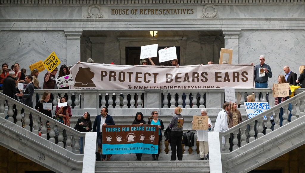 Francisco Kjolseth | The Salt Lake TribuneSupporters of Bears Ears National Monument gather to protest movement by republicans at the Utah Capitol to move HCR11 and HCR12, resolutions asking President Donald Trump to erase the Bears Ears and alter Grand Staircase-Escalante national monuments, directly to the House floor for debate on Tuesday, Jan. 31, 2017.