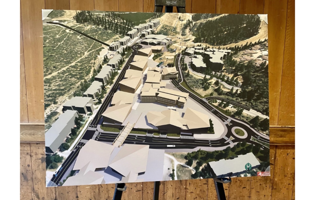 (Parker Malatesta | KPCW) A rendering of Snow Park Village presented at Monday's open house.