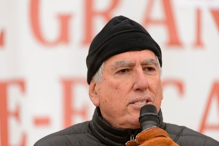 (Trent Nelson | The Salt Lake Tribune) David Nimkin, Senior Regional Director, Southwest Region, National Parks Conservation Association, speaks out against Rep. Chris Stewart's Grand Staircase bill that would create an Escalante National Park during a rally on the steps of the State Capitol Building in Salt Lake City, Tuesday December 12, 2017.