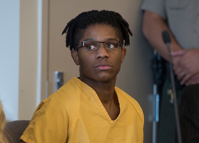 Scott Sommerdorf | The Salt Lake TribuneGerald Grant, during the sentencing for shooting and killing two men and a teenage boy inside an SUV in South Salt Lake nearly two years ago. Sentencing was in front of 3rd District Judge Vernice Trease, Thursday, March 8, 2018.