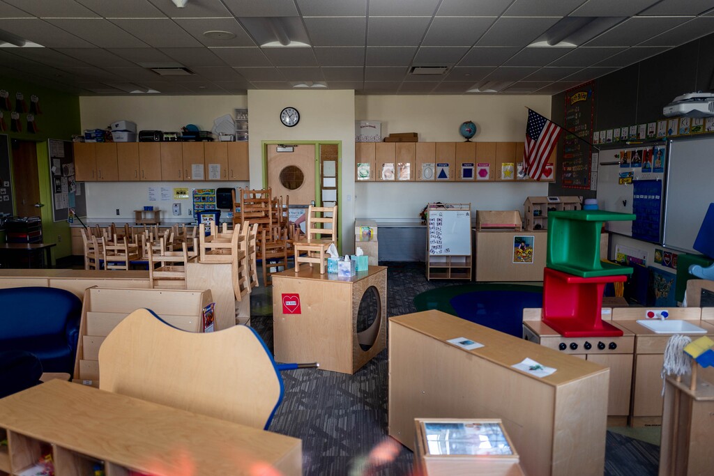 (Trent Nelson | The Salt Lake Tribune) An empty classroom at Liberty Elementary School in Salt Lake City on Monday, March 30, 2020. Schools serve as a safety net for children experiencing abuse, and kids didn't have as much access to help when people stayed home early in the COVID-19 pandemic, according to Utah experts.