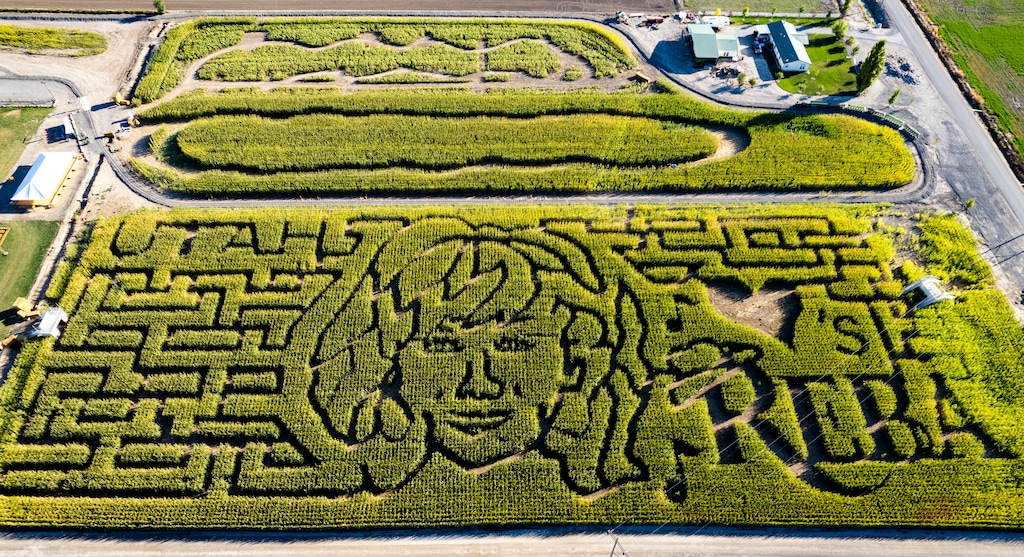 (Rick Egan | The Salt Lake Tribune) A tribute to country singer Reba McEntire is plowed into a corn maze at Cornbelly's in Spanish Fork, photographed here on Thursday, Oct. 5, 2023.
