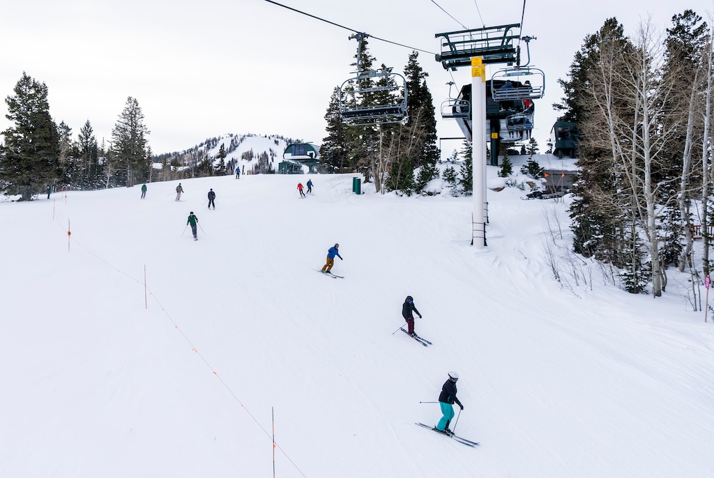 (Rick Egan | The Salt Lake Tribune) Skiers at Deer Valley on Thursday, Dec. 1, 2022. The Utah resort is one of three in the nation to ban snowboarders.