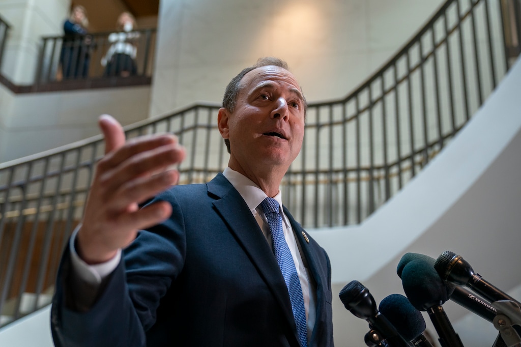 (J. Scott Applewhite | AP file photo) Rep. Adam Schiff, D-Calif., chairman of the House Intelligence Committee, speaks with reporters about the whistleblower complaint about President Trump on Thursday, Sept. 19, 2019, on Capitol Hill in Washington.