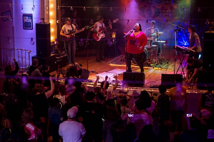 (Trent Nelson | The Salt Lake Tribune) Kamaile Tripp leads the band Not Your Wife at Rock Camp for Womyn's showcase on Feb. 4. Those attending the camp learned how to play instruments, form bands, write songs, and perform live in concert — all in three days. It's a new program by the same group that does Rock and Roll Camp for Girls.