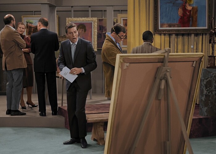 (Photo courtesy CBS) Rob (Dick Van Dyke) is shocked when he sees a nude painting of his wife in an art gallery in the “October Eve” episode of “The Dick Van Dyke Show.”
